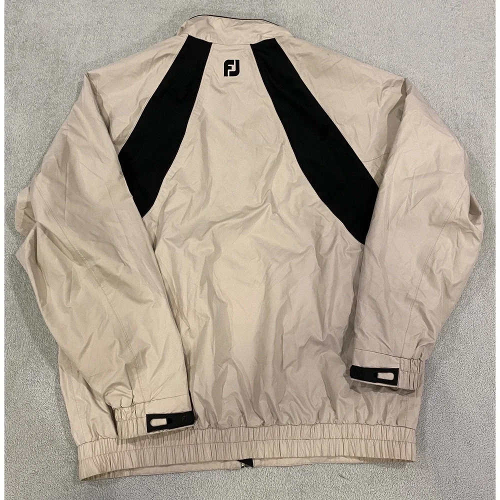 DryJoy By FootJoy Windbreaker Rain Jacket Large Full Zip Long Sleeve Beige Tan L